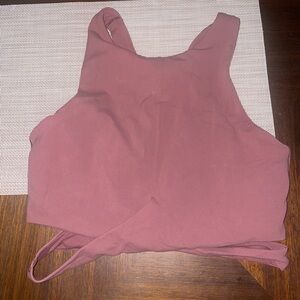 Athleta Longline Sports Bra Strappy Back Pink Size M/L Activewear”